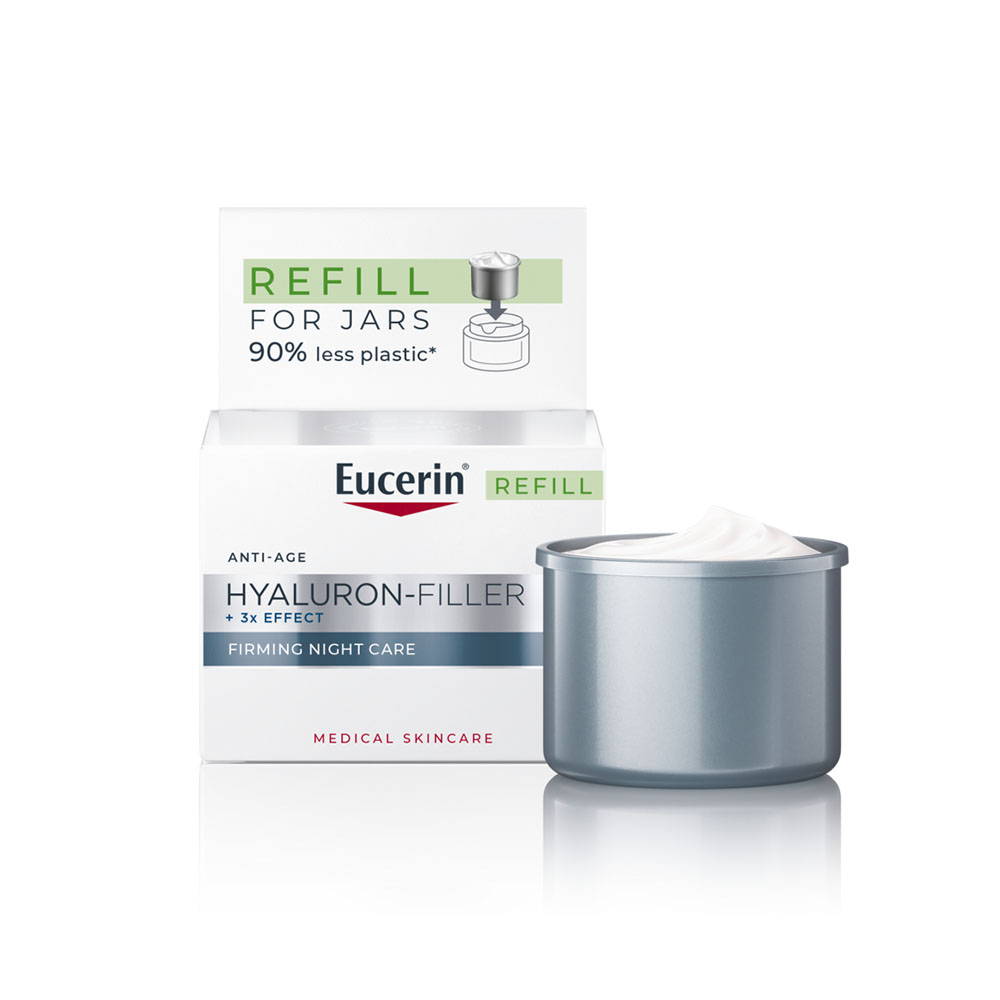 EUCERIN Hyaluron-Filler +3x effect ráncfeltöltő éjszakai arckrém öko-utántöltő (50ml)