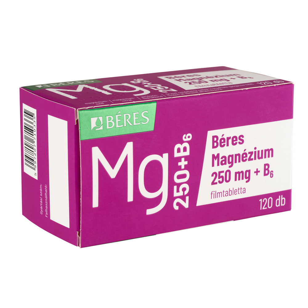 BÉRES Magnézium 250 mg + B6 filmtabletta (120db)