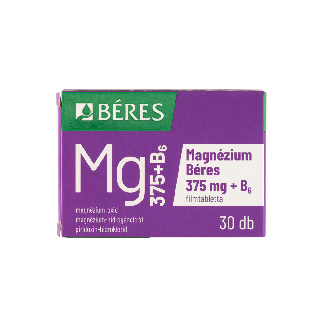 BÉRES Magnézium 375mg+B6 filmtabletta (30db)