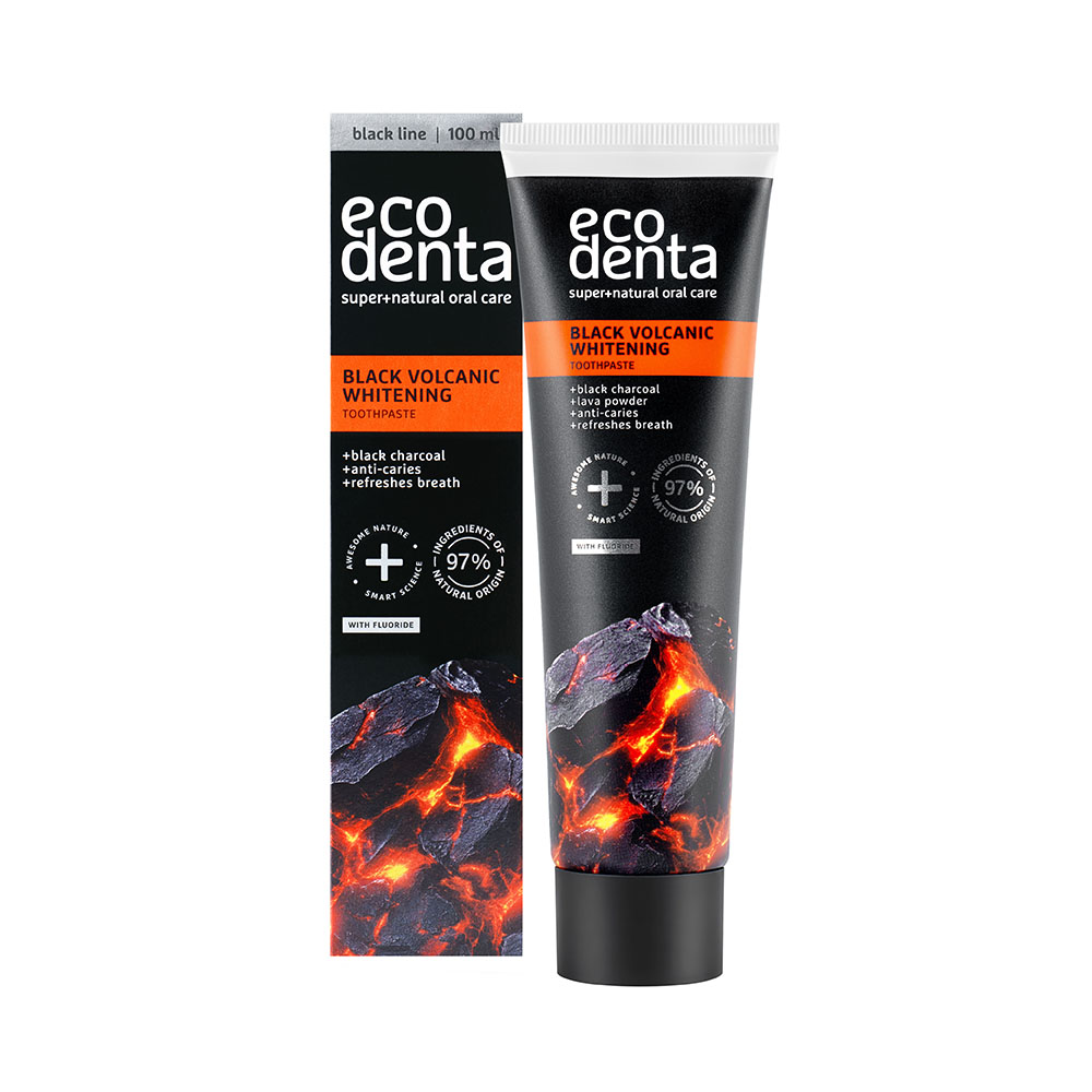 ECODENTA Fehérítő fogkrém szénnel és vulkáni ásványokkal (100ml)