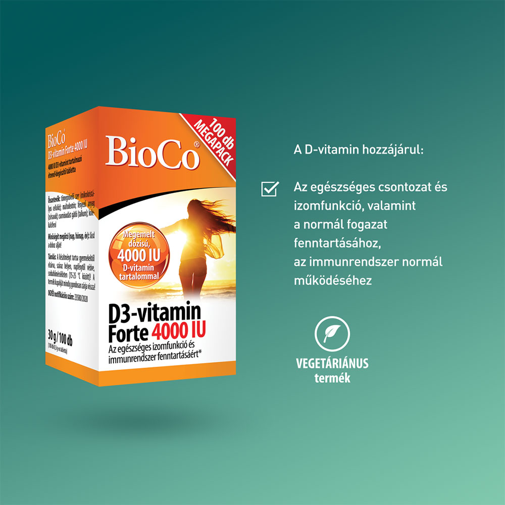 BIOCO D3-vitamin Forte 4000 IU tabletta (100db)
