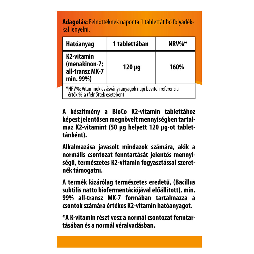 BIOCO K2-Forte 120 mcg tabletta (60db)