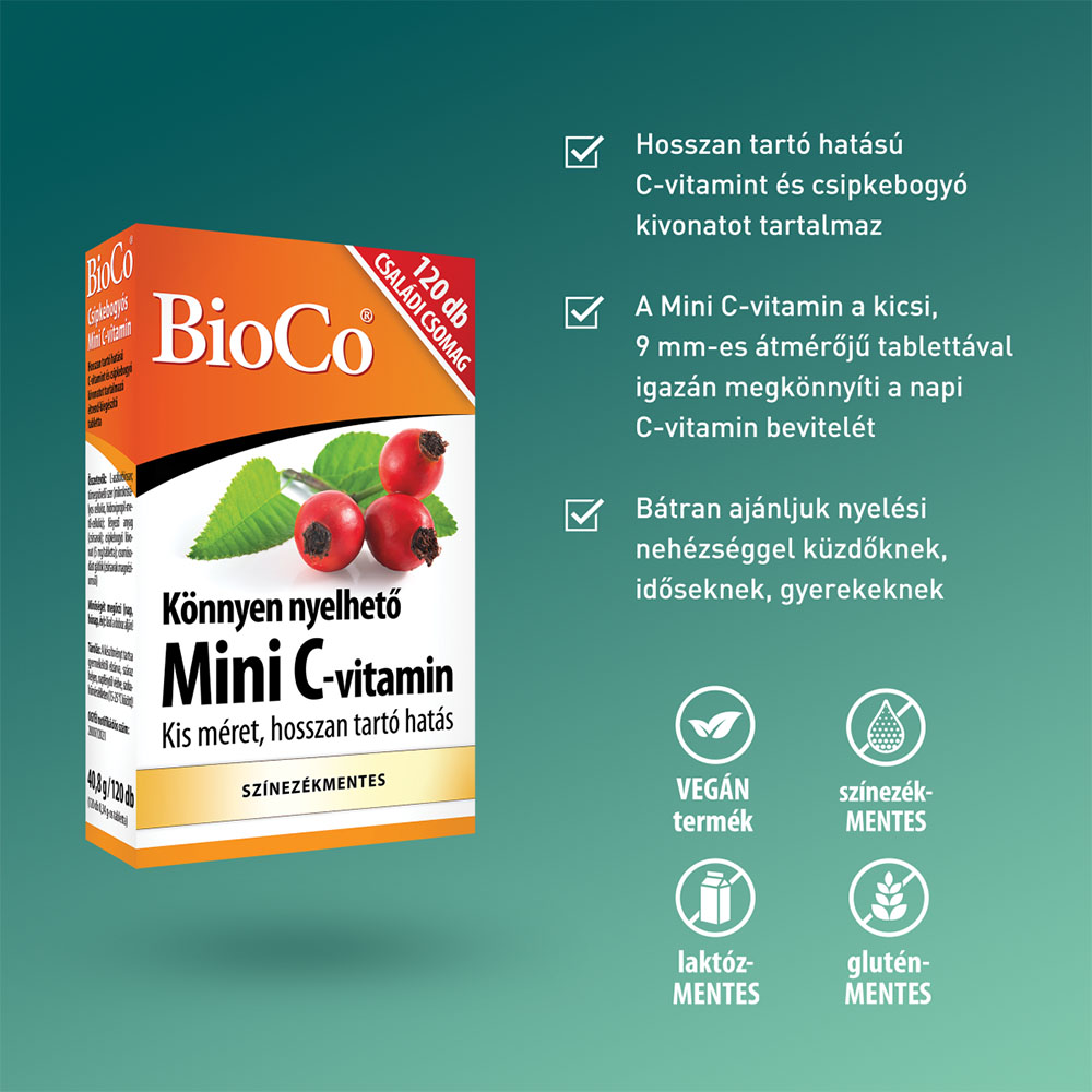 BIOCO Mini C-vitamin retard tabletta (120db)