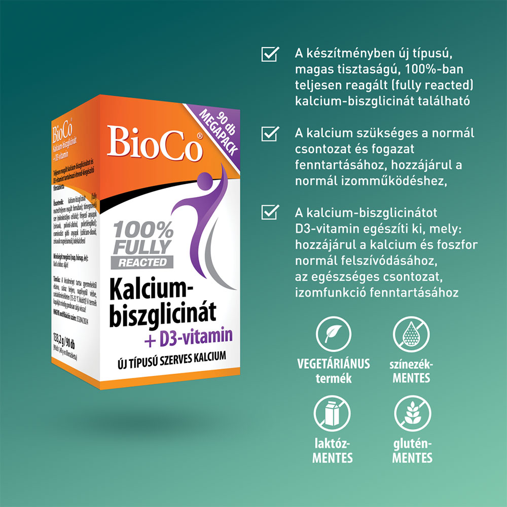 BIOCO Kalcium biszglicinát D3-vitamin filmtabletta (90db)