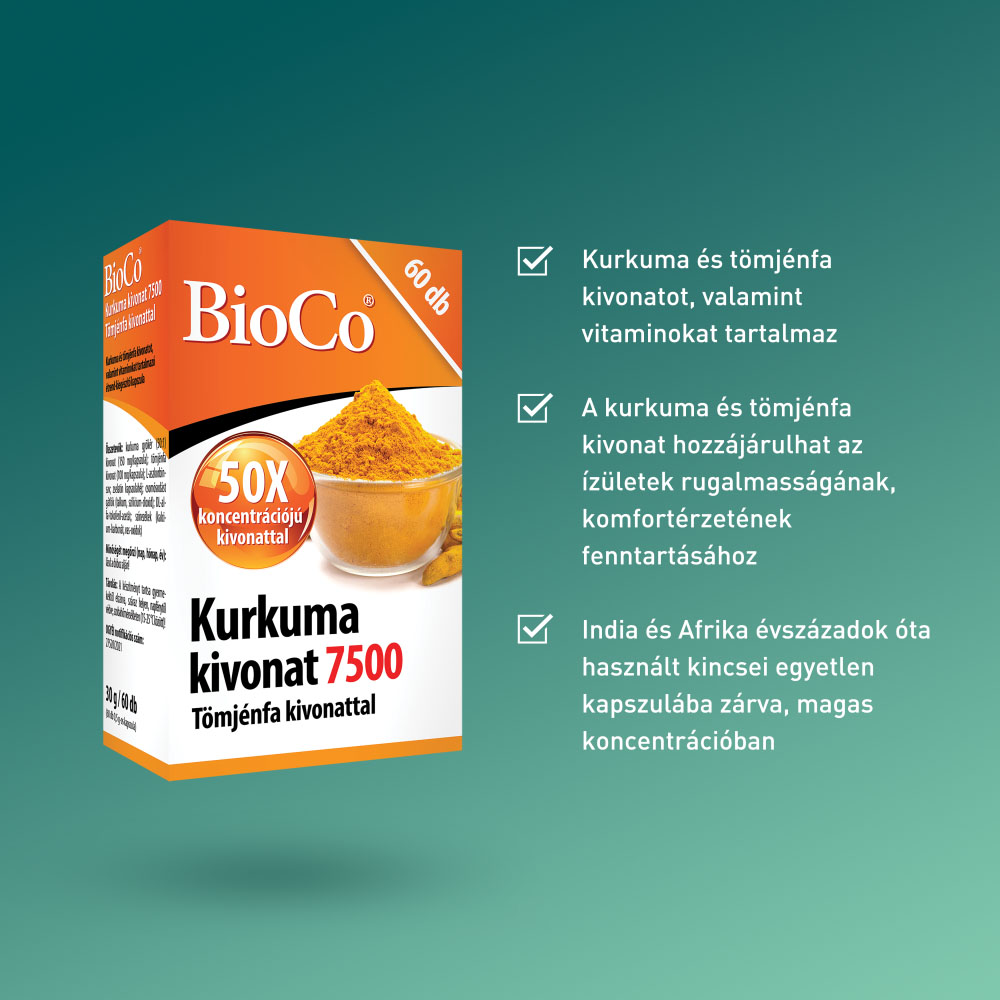 BIOCO Kurkuma kivonat 7500 tömjénfa kivonattal kapszula (60db)