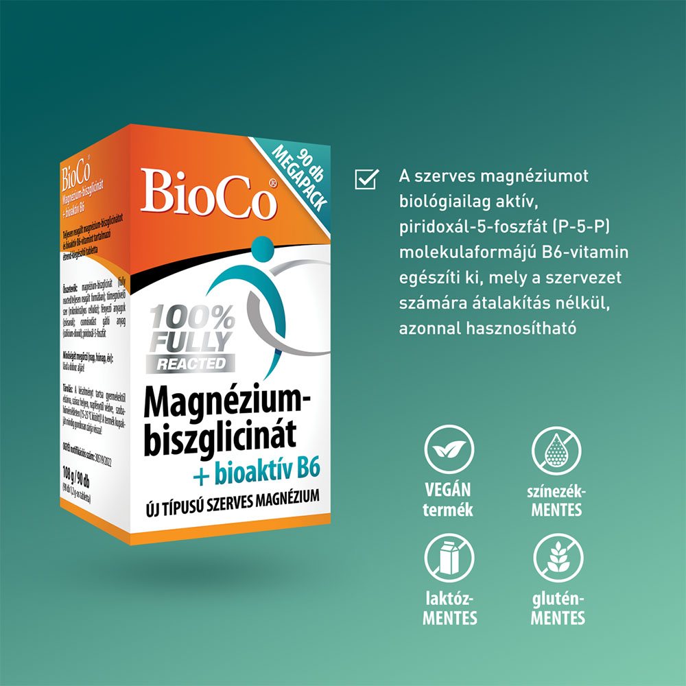 BIOCO Magnézium-biszglicinát + bioaktív B6 tabletta (90db)