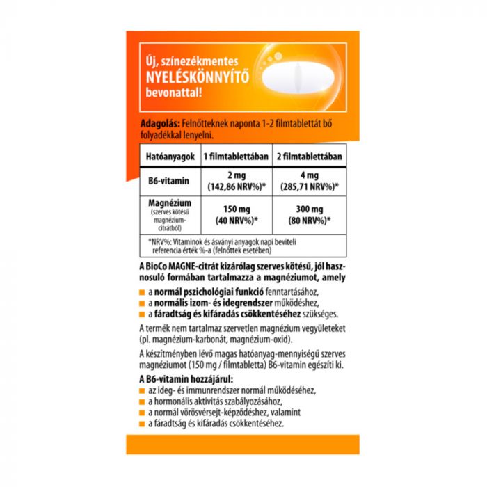 BIOCO Magne-citrát + B6-vitamin filmtabletta (90db)