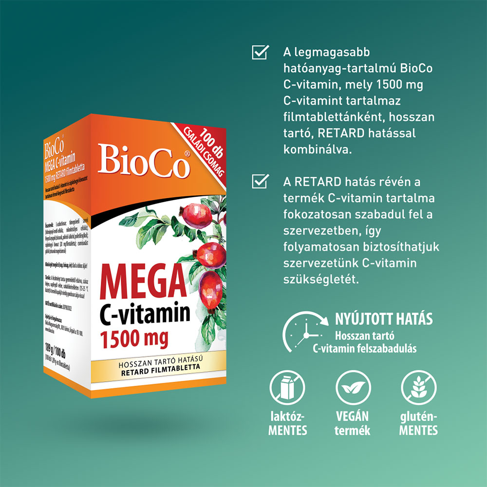 BIOCO Mega C-vitamin 1500mg retard filmtabletta (100db)