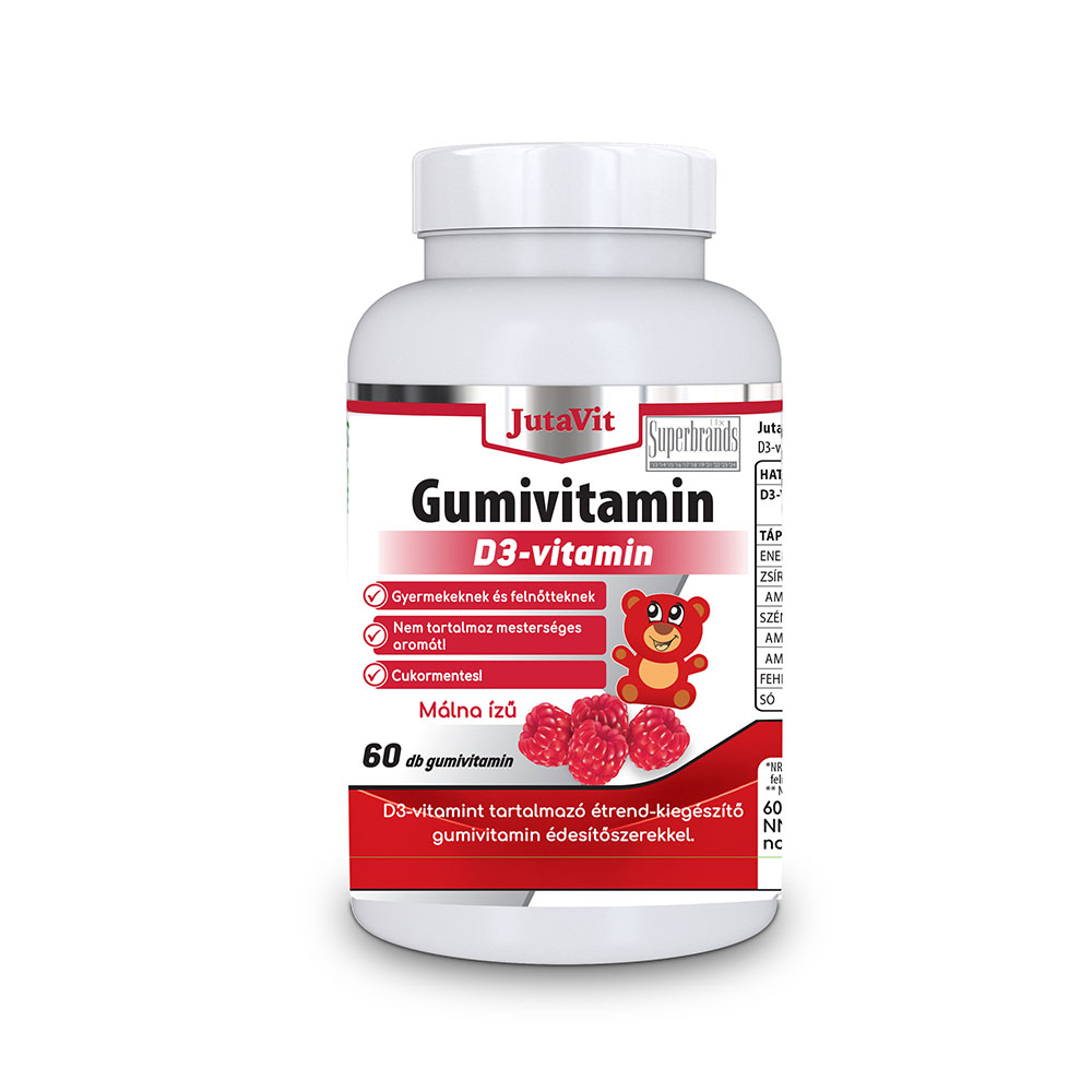 JUTAVIT D3-vitamin gumivitamin Málna ízű (60db)