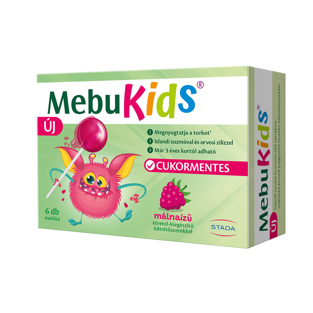 MEBUKIDS nyalóka málna ízű cukormentes (6db)