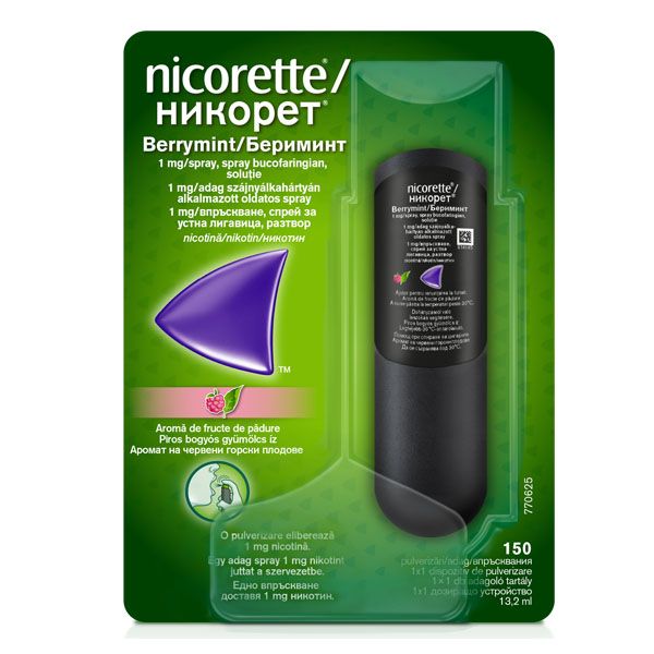 NICORETTE Berrymint 1mg/adag szájnyálkahártyán alkalmazott oldatos spray (13,2 ml)
