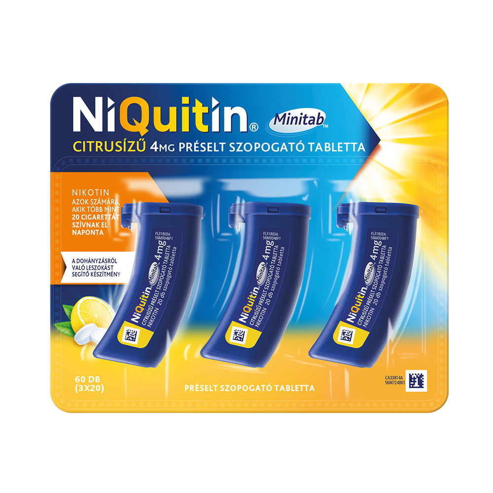 NIQUITIN Minitab citrusízű 4 mg préselt szopogató tabletta (3 x 20db)