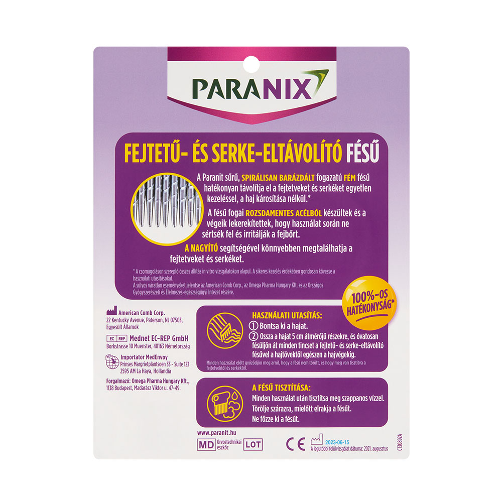 PARANIT Fejtetű- és serke-eltávolító fésű (1db)     