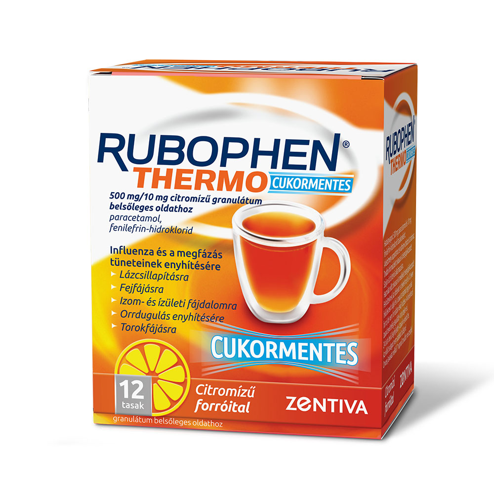 RUBOPHEN Thermo  cukormentes 500 mg/10 mg citromízű granulátum belsőleges oldathoz (12db)