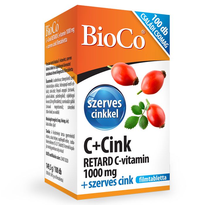 BIOCO C+Cink Retard C -vitamin 1000mg + szerves cink filmtabletta (100db)