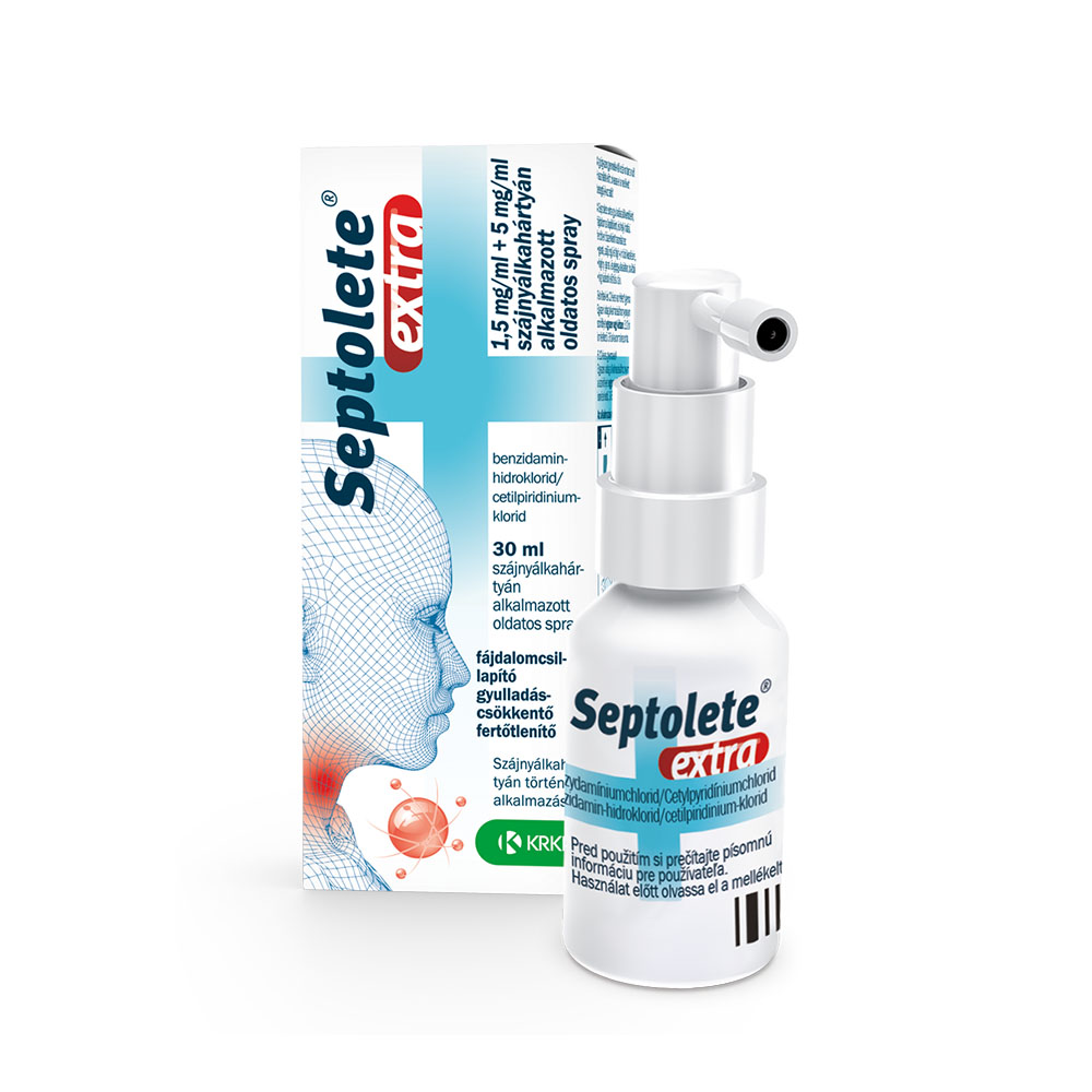 SEPTOLETE extra 1,5 mg/ml+5 mg/ml szájnyálkahártyán alkalmazott oldatos spray (30ml)