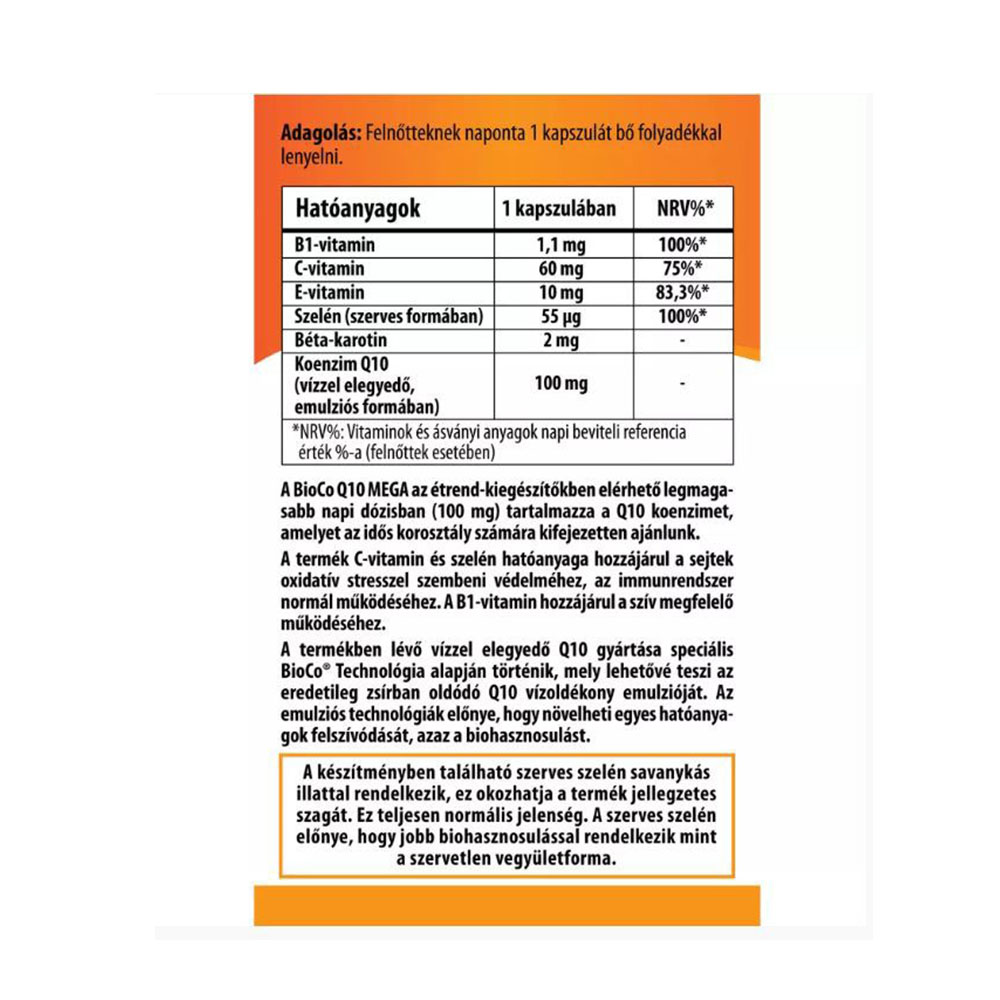 BIOCO Vízzel elegyedő Q10 Mega 100mg kapszula (30db)