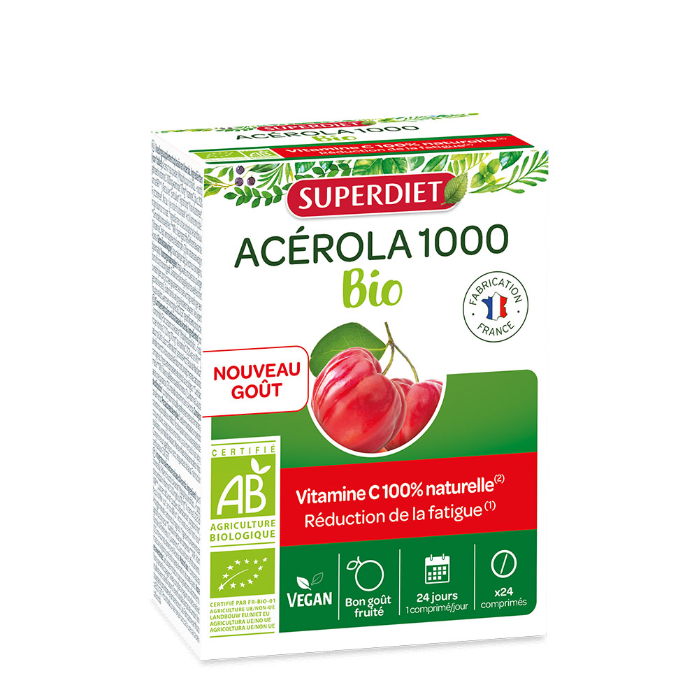 SUPERDIET Acerola 1000 Bio Vitamin C rágótabletta (24db)