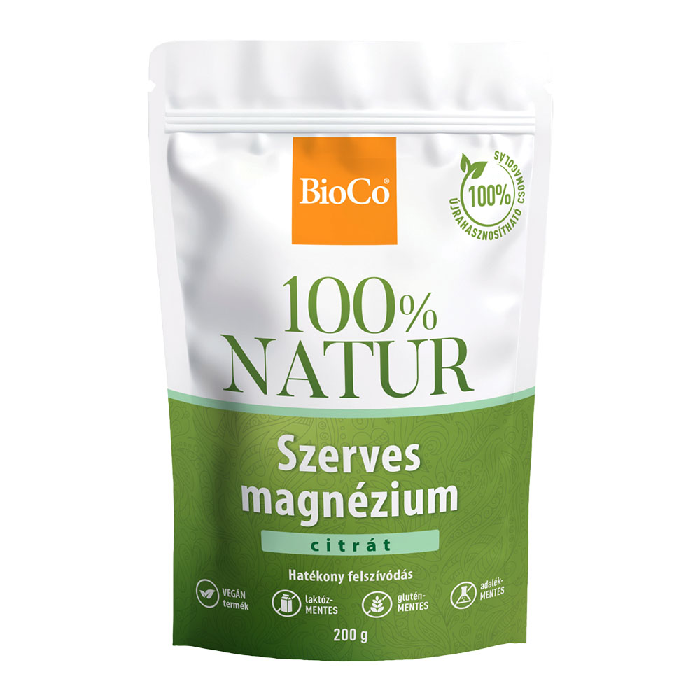 BIOCO 100% NATUR Szerves magnézium citrát tasakos por (200g)