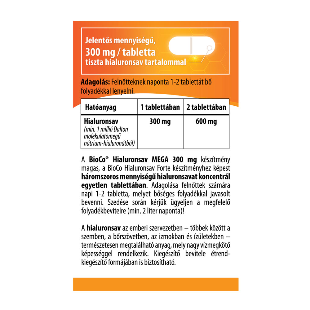 BIOCO Hyaluronsav MEGA 300mg tabletta (60db)