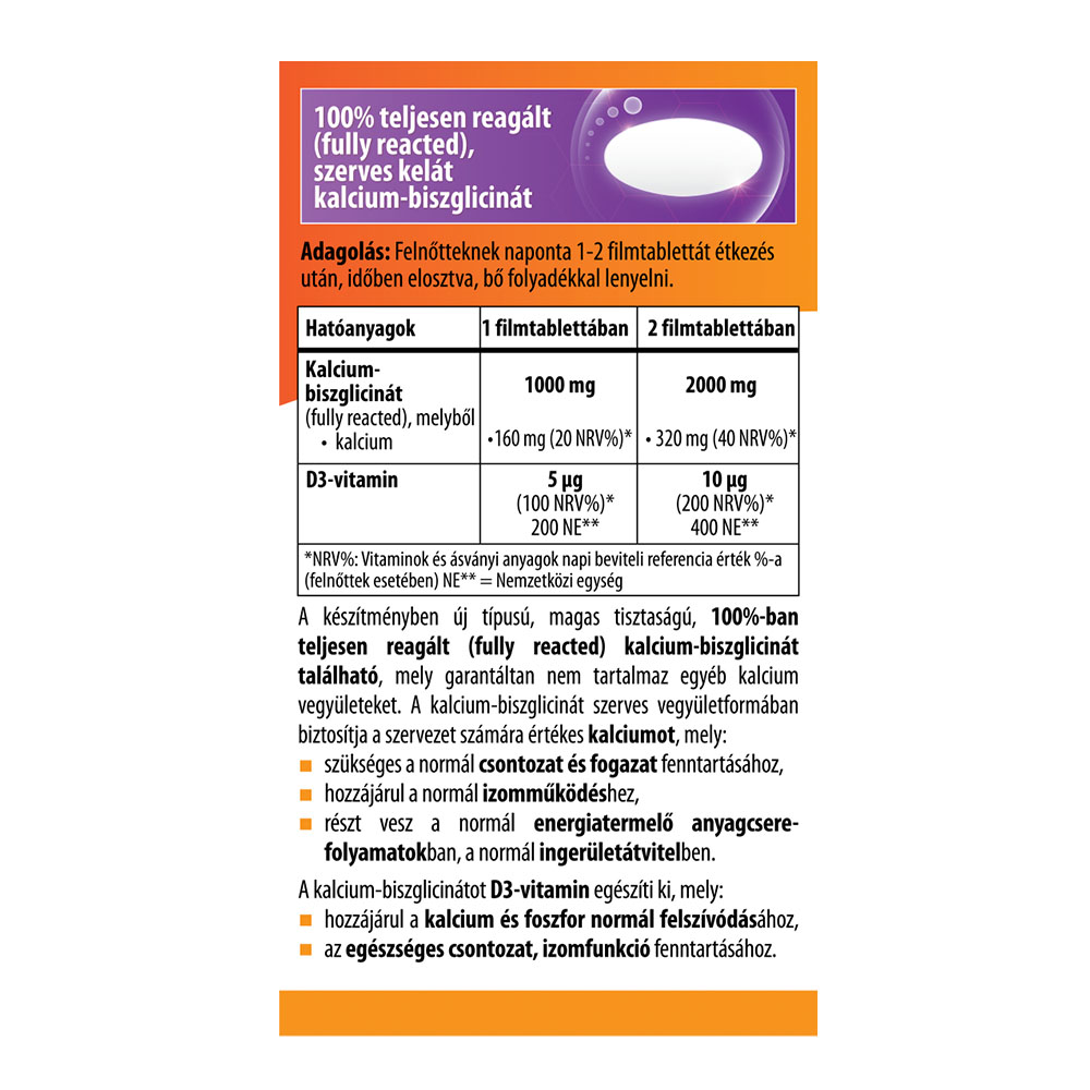 BIOCO Kalcium biszglicinát D3-vitamin filmtabletta (90db)