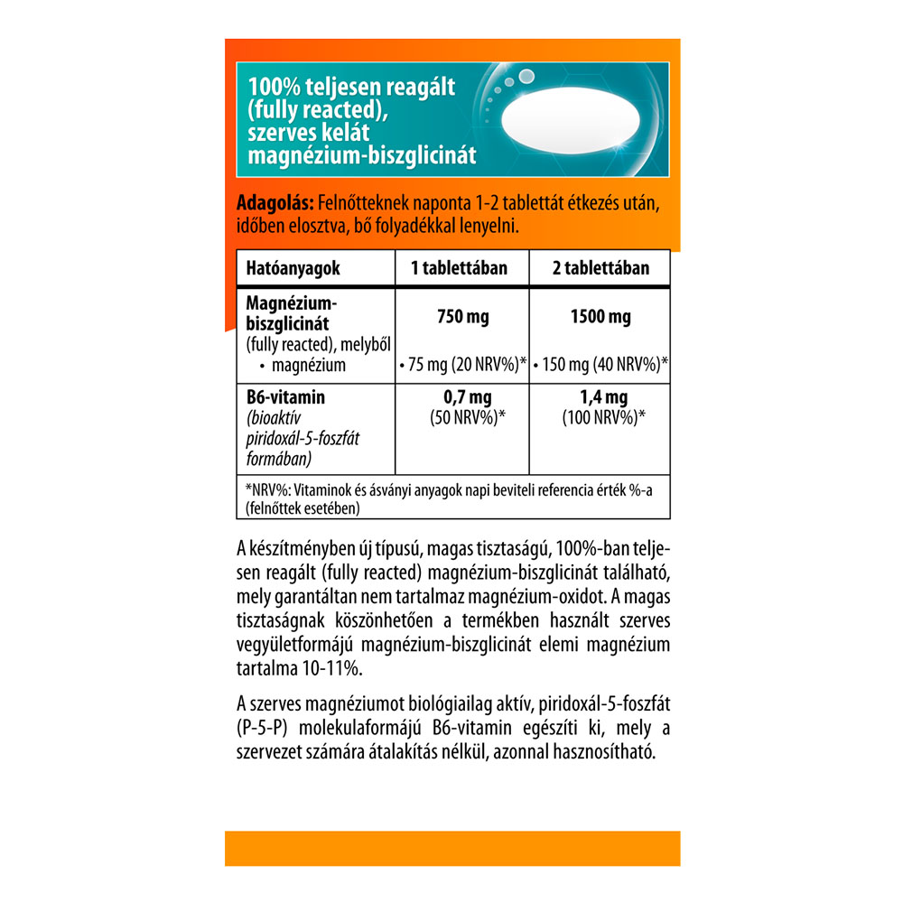 BIOCO Magnézium-biszglicinát + bioaktív B6 tabletta (90db)