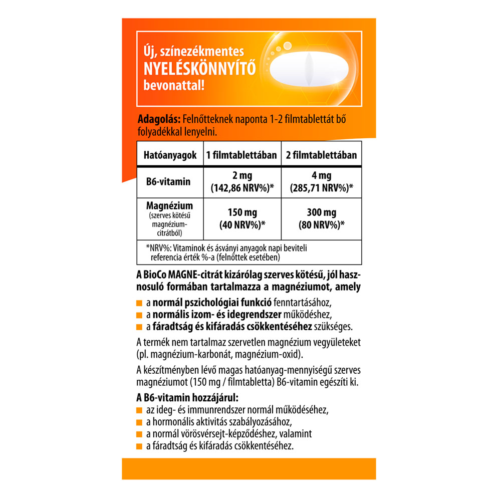 BIOCO Magne-citrát + B6-vitamin filmtabletta (90db)