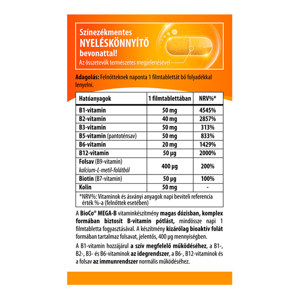 BIOCO Mega-B B vitamin komplex filmtabletta (60db)