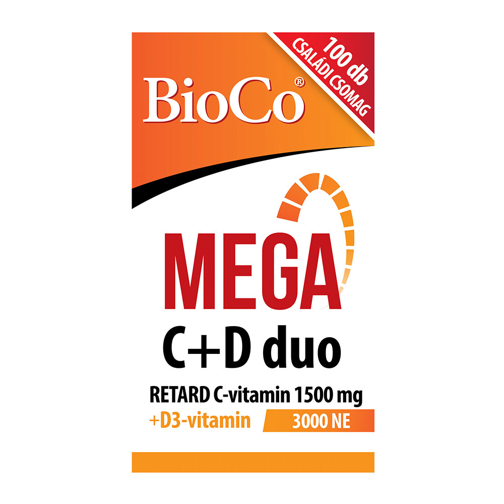 BIOCO Mega C+D duo retard C-vitamin 1500mg + D3-vitamin 3000NE filmtabletta (100db)