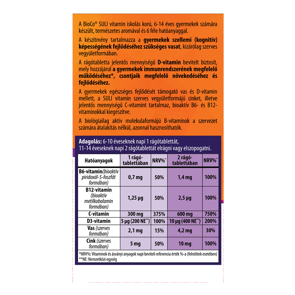 BIOCO Suli vitamin cseresznyés rágótabletta  (90db)