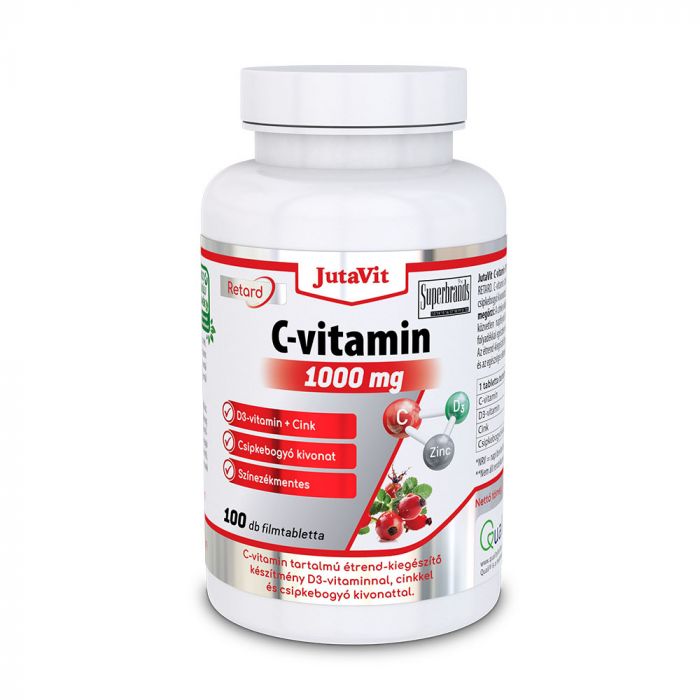 JUTAVIT C - vitamin 1000 mg D3 - vitamin + cink + csipkebogyó kivonat retard filmtabletta (100db) 