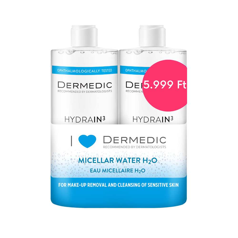 DERMEDIC Hydrain³ Micellás víz H²O duo limitált (500ml+500ml)