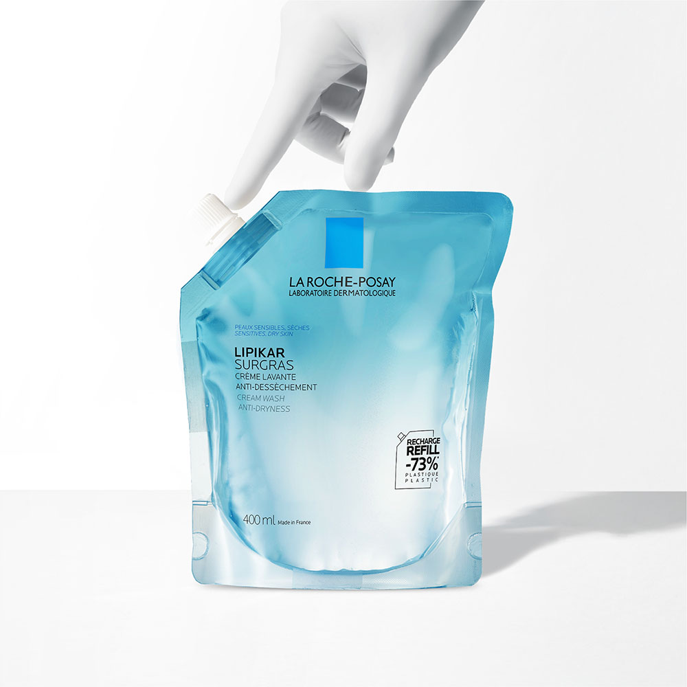 LA ROCHE-POSAY Lipikar Surgras koncentrált tusoló krém utántöltő 400ml