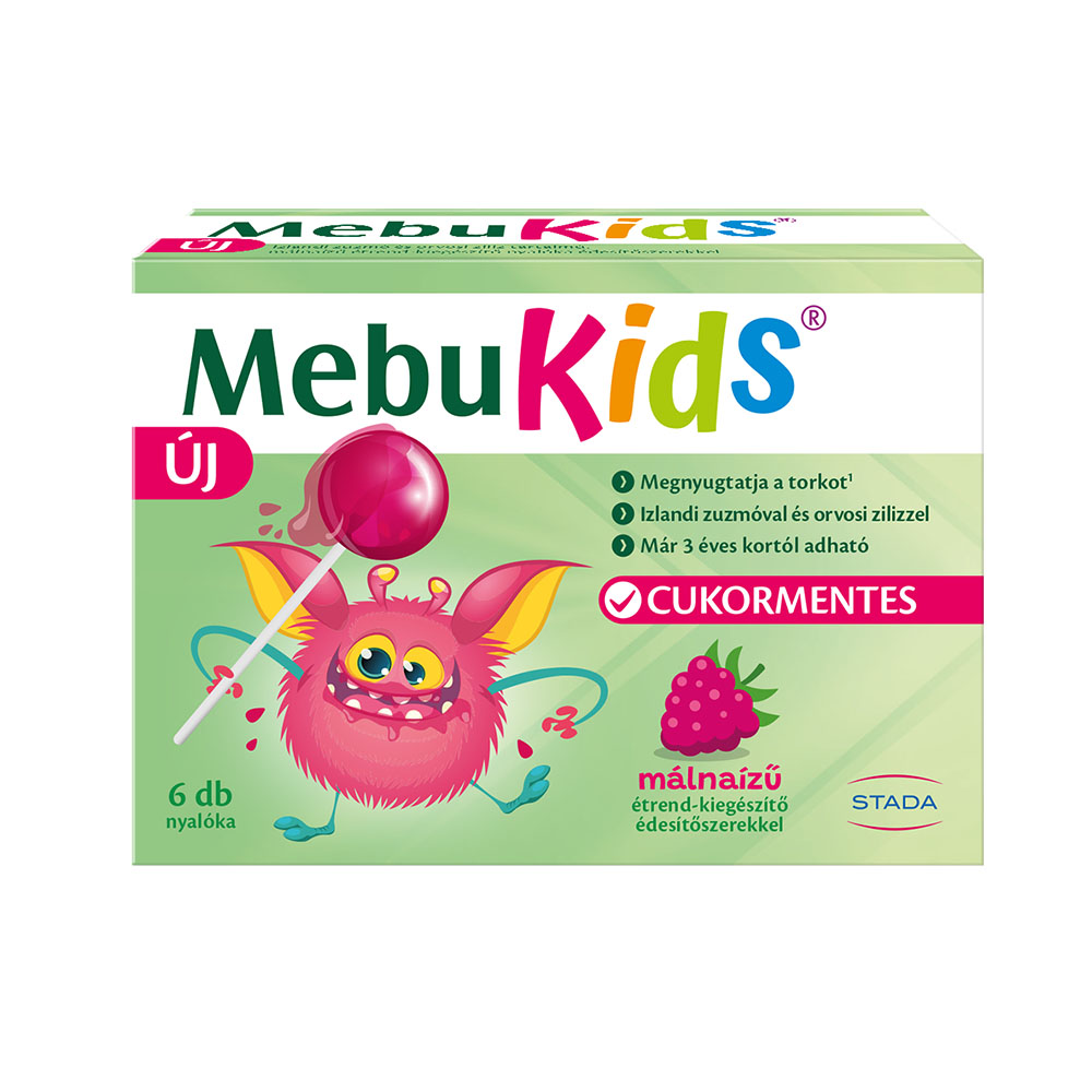 MEBUKIDS nyalóka málna ízű cukormentes (6db)