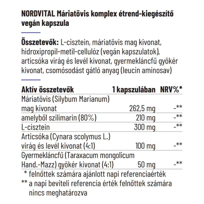 NORDVITAL Máriatövis komplex 210mg kapszula (60db)