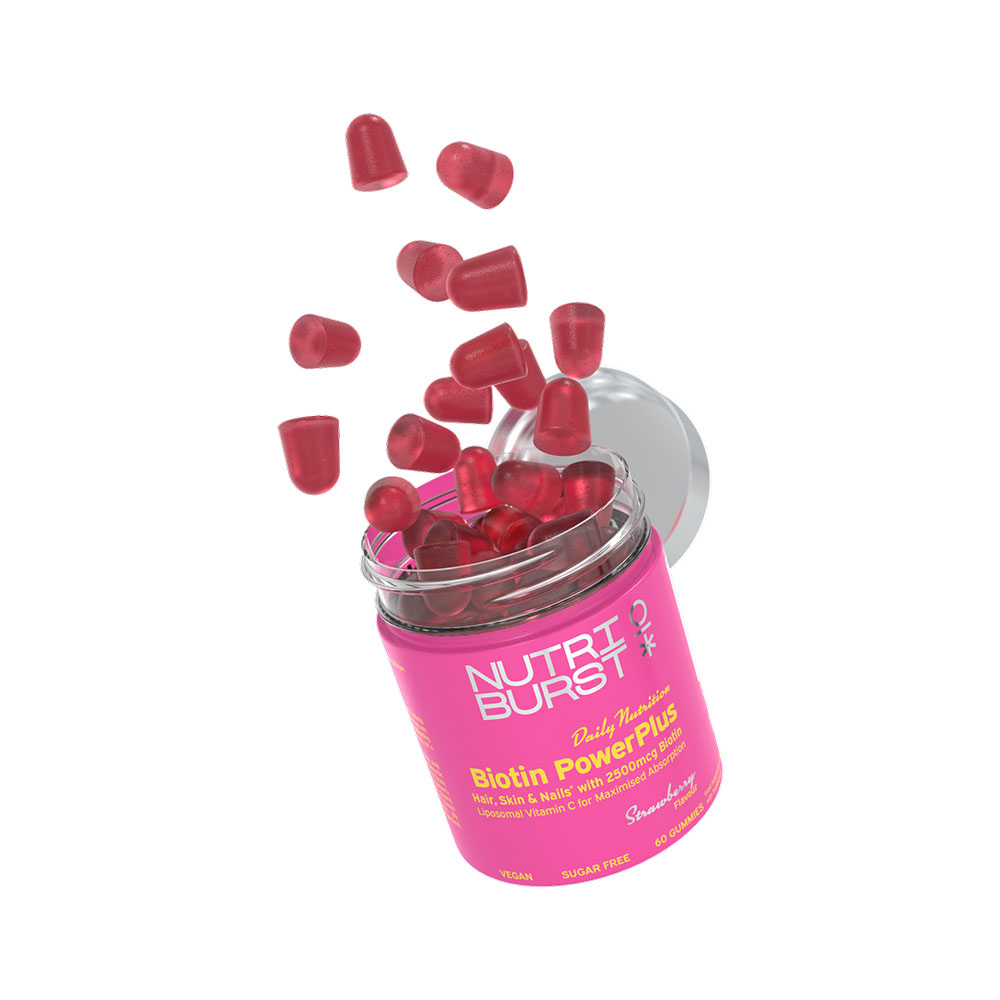NUTRIBURST Biotin Power Plus gumivitamin eper ízű (60db)