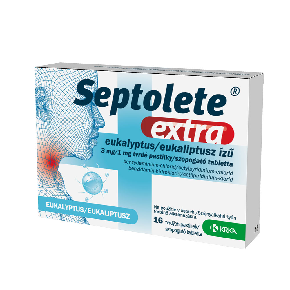 SEPTOLETE extra eukaliptusz ízű 3 mg/1 mg szopogató tabletta (16db)