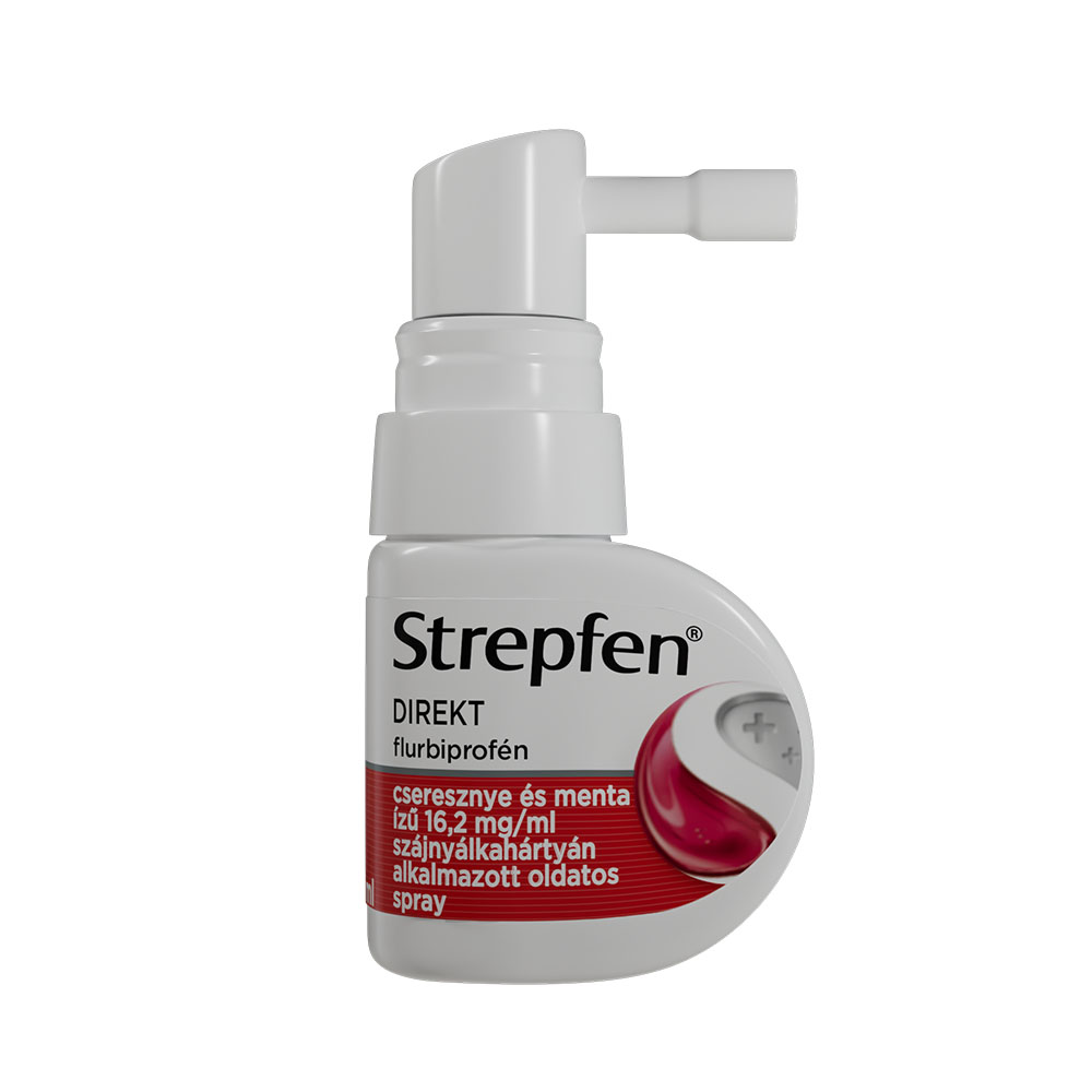 STREPFEN DIREKT cseresznye és menta ízű 16,2 mg/ml szájnyálkahártyán alkalmazott oldatos spray (15ml)