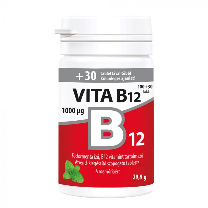 VITA B12 1000 mcg szopogató tabletta fodormenta ízű Vitabalans (100+30db)