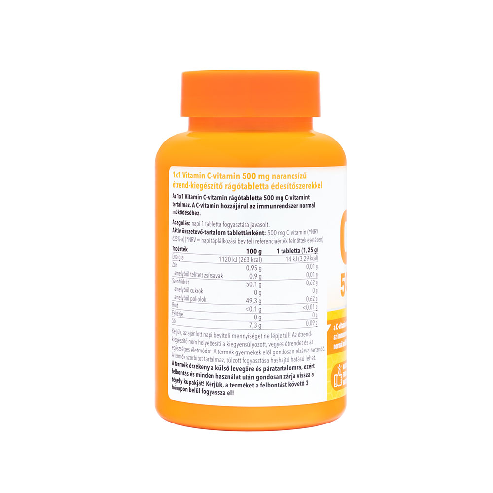1x1 VITAMIN C-vitamin 500mg rágótabletta narancs ízű (60db)