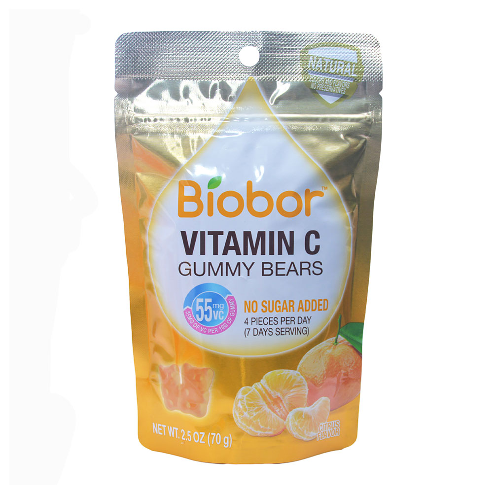 BIOBOR Vitamin C gumicukorka cukormentes narancs ízű (70g)