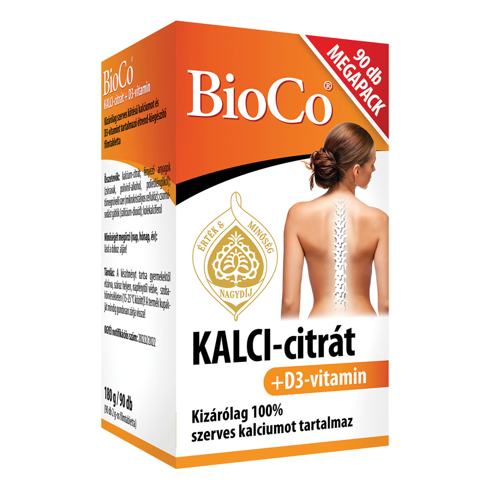 BIOCO Kalci-citrát+D3 vitamin filmtabletta (90db)