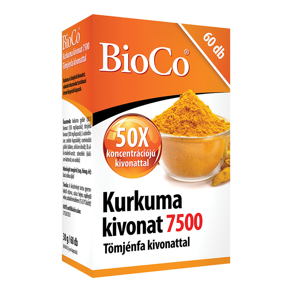 BIOCO Kurkuma kivonat 7500 tömjénfa kivonattal kapszula (60db)