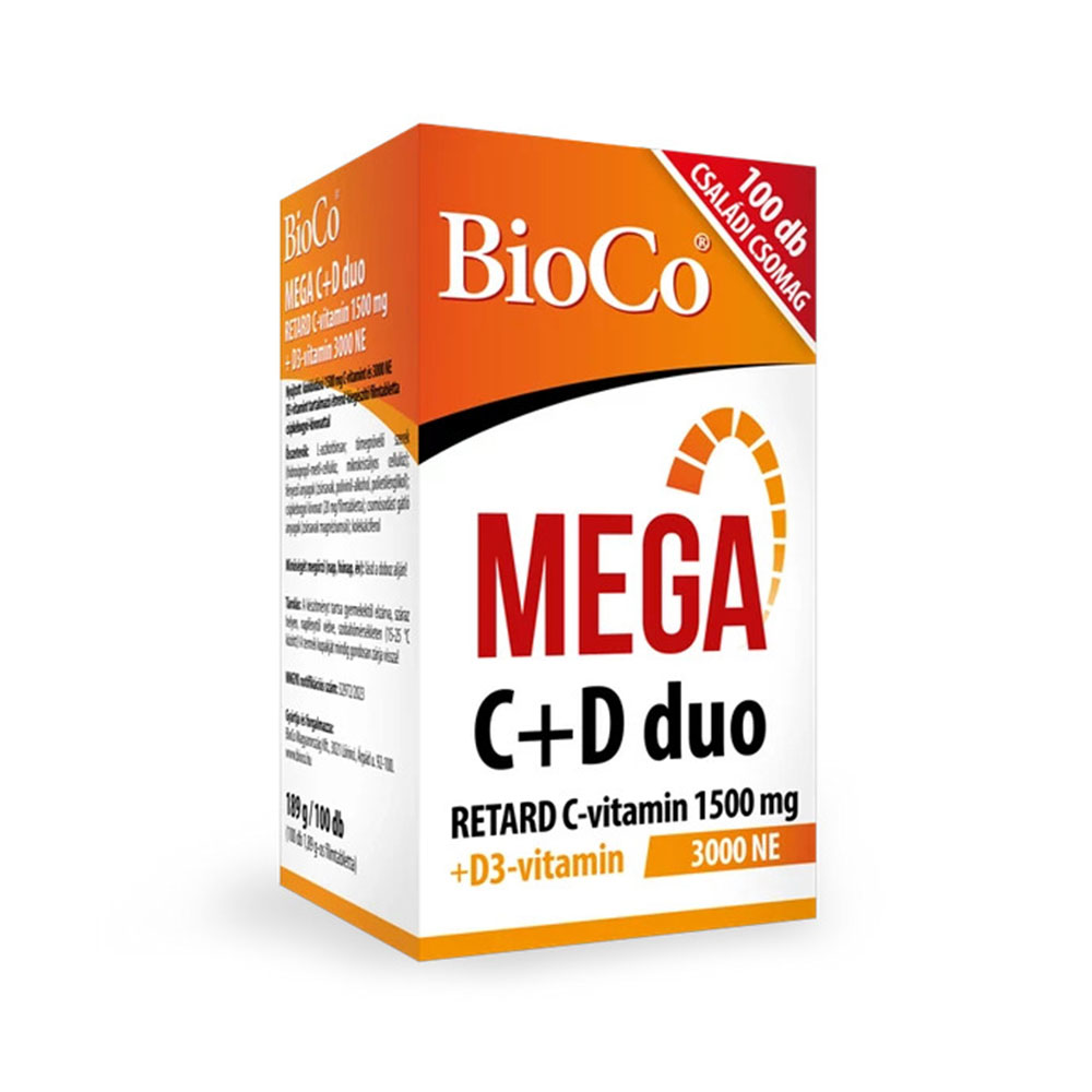 BIOCO Mega C+D duo retard C-vitamin 1500mg + D3-vitamin 3000NE filmtabletta (100db)
