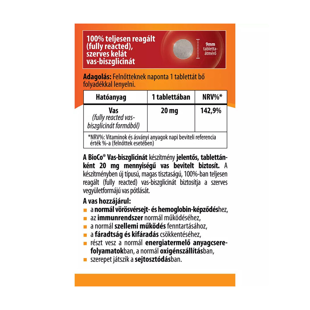 BIOCO Vas-biszglicinát 20mg tabletta (60db)