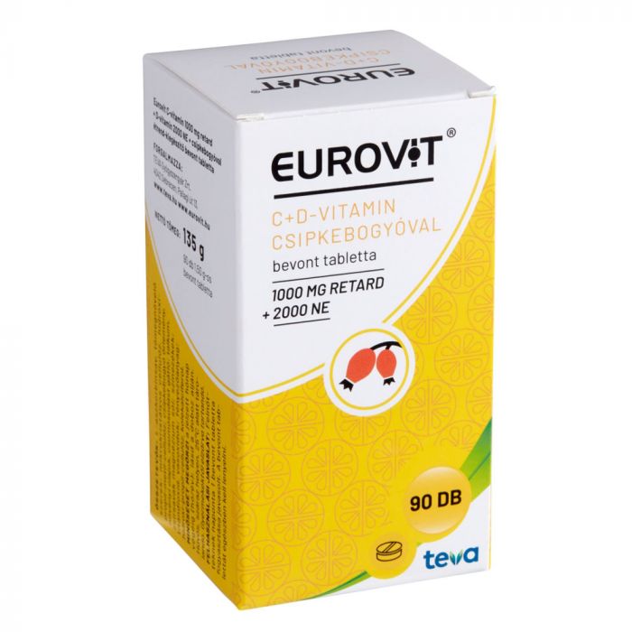 EUROVIT C+D-vitamin csipkebogyóval bevont tabletta (90db)