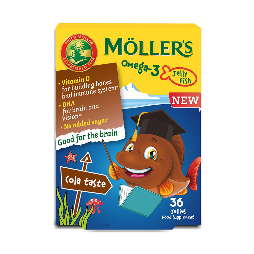 MÖLLER'S Omega-3 halacska gumivitamin kólaízű (36db)