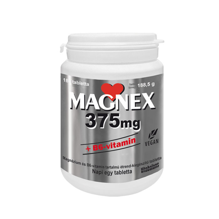 MAGNEX 375 mg + B6 Vitamin tabletta (180db) 