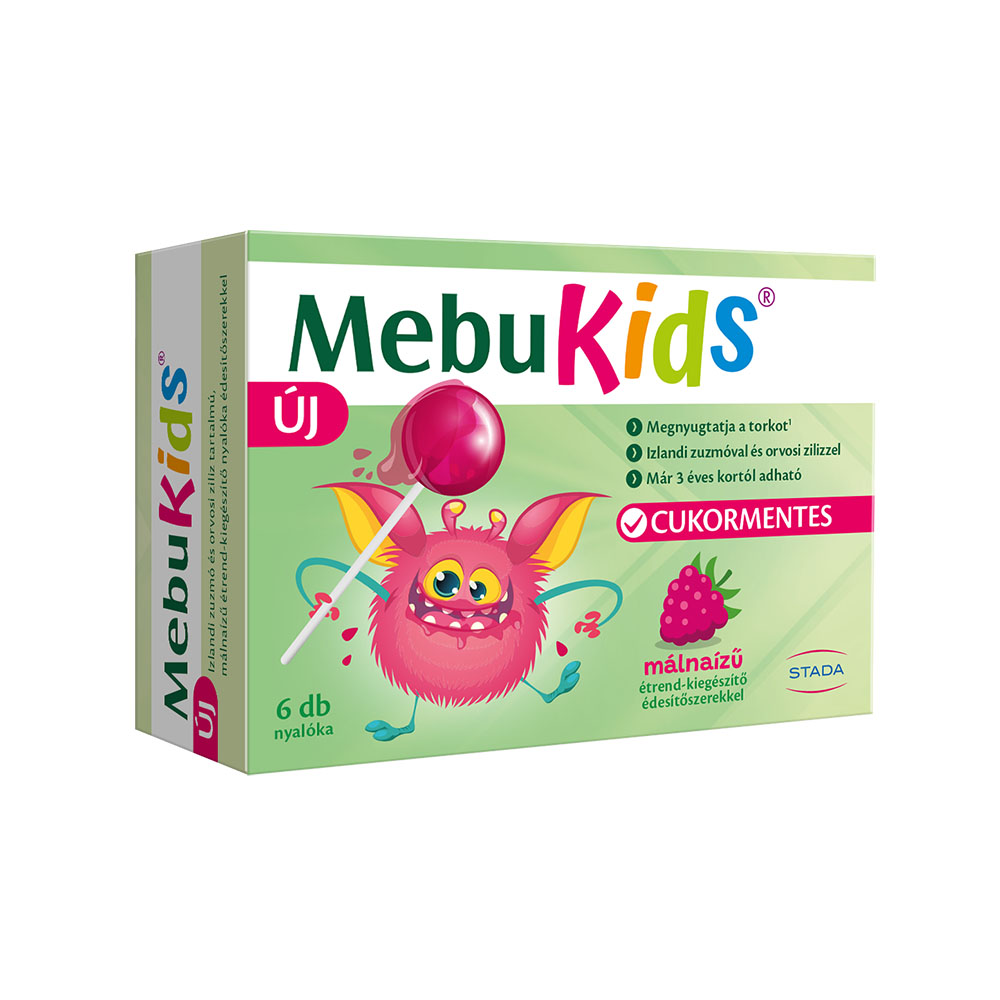 MEBUKIDS nyalóka málna ízű cukormentes (6db)