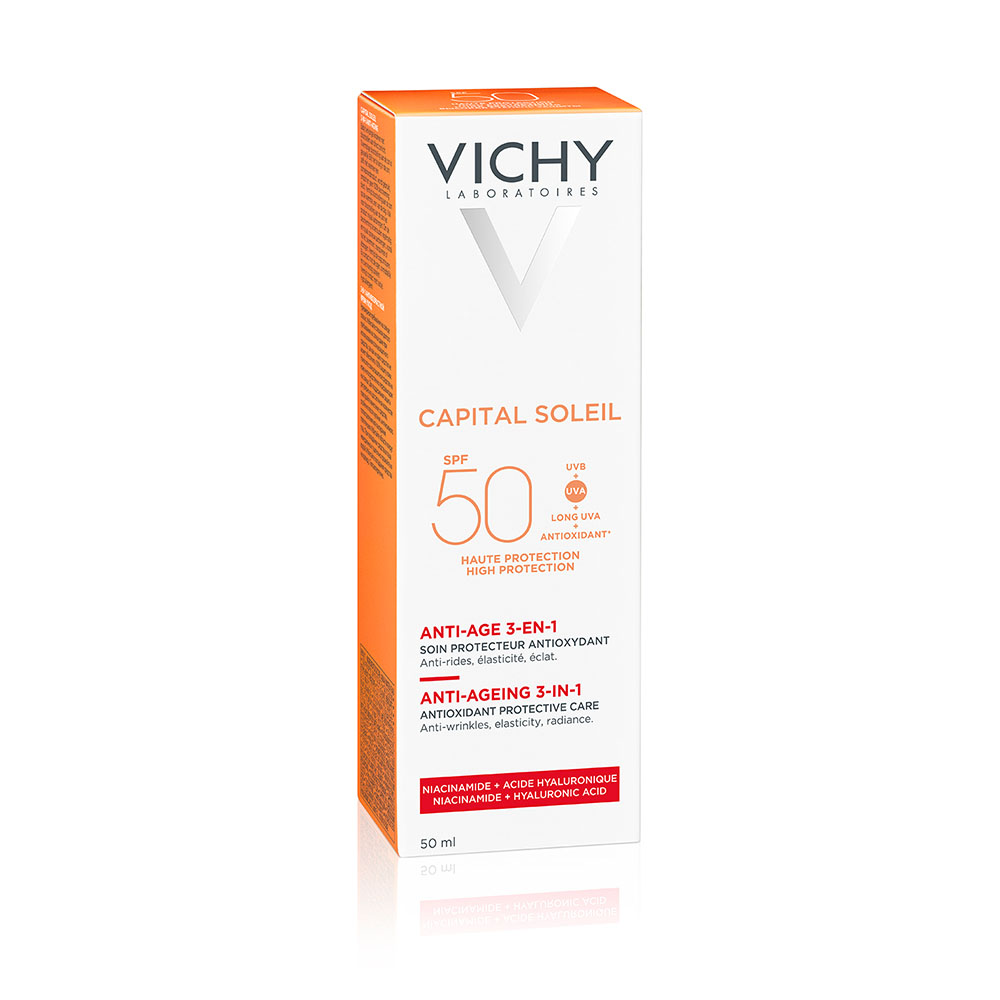 VICHY Capital Soleil Anti-Age 3in1 öregedésgátló napvédő krém SPF50 (50ml)  